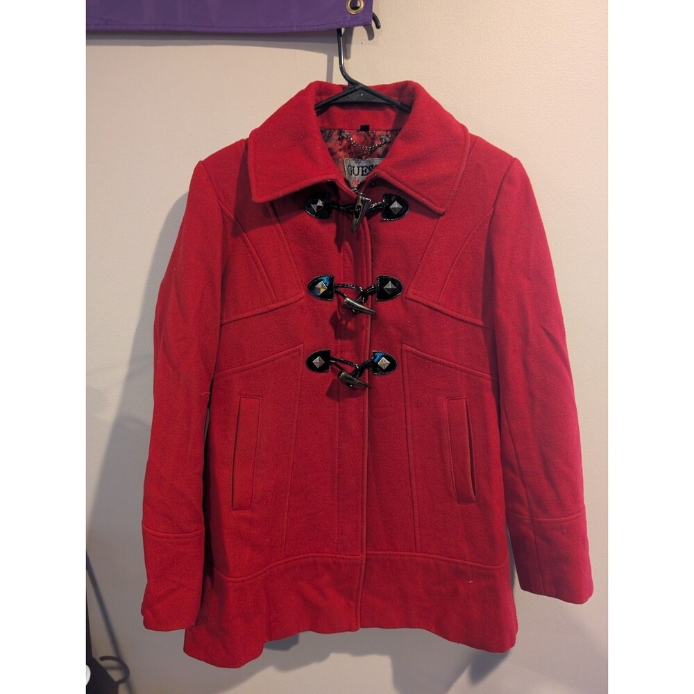 Vintage PMed Guess Wool blend Red Jacket Women’s coat Zip Old Money